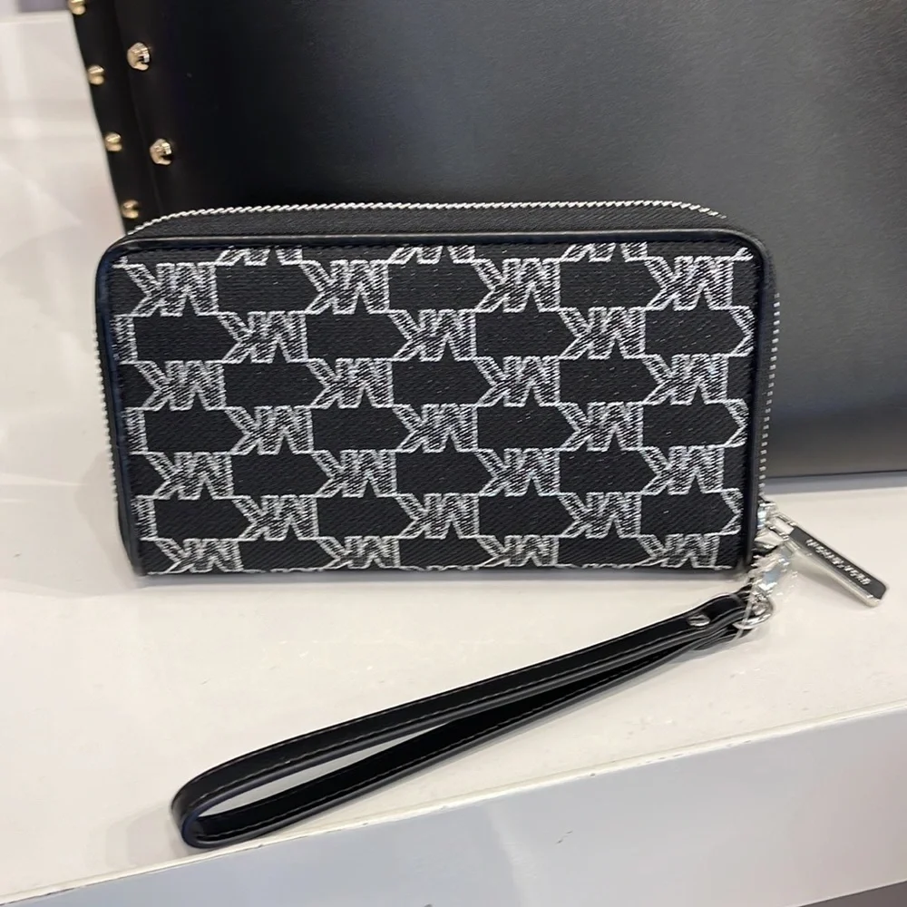 Michael Kors Jet Set Travel Large Phone Case Wristlet Wallet MK Black Multi - Picture 15 of 16